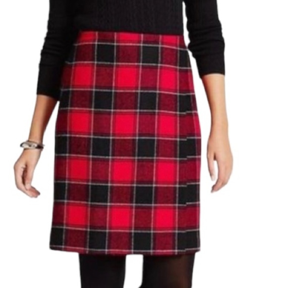 Talbots Plaid Faux Wrap Skirt